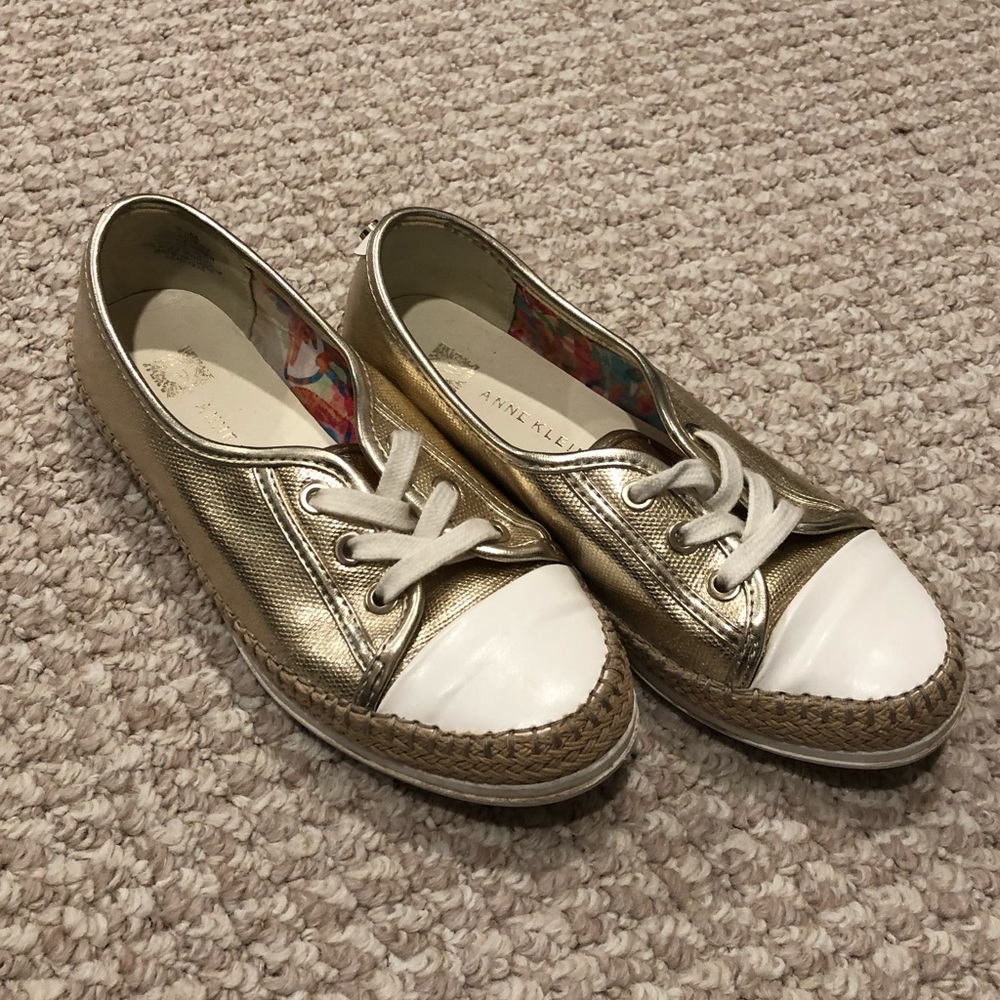 Anne Klein gold espadrille sneakers